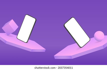 Teléfono celular de ilustración isométrica minimalista 3d. Vista de perspectiva del Smartphone. Vista lateral. Plantilla para infografías o interfaz de diseño de interfaz de usuario de presentación.