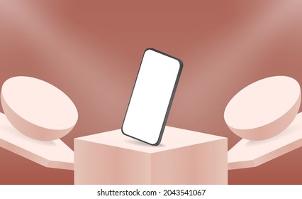 Minimalistic 3d isometric illustration cell phone. Smartphone perspective view. Side view. Template for infographics or presentation UI design interface.