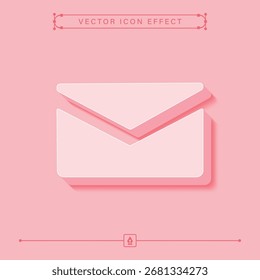 Icono de correo electrónico rosa 3D minimalista con diseño moderno de mensaje y efecto de Vector