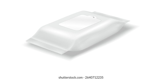 Minimalistic 3D rendering of a white wet wipes package. Clean and simple design on a white background. Ideal for branding and product mockups.