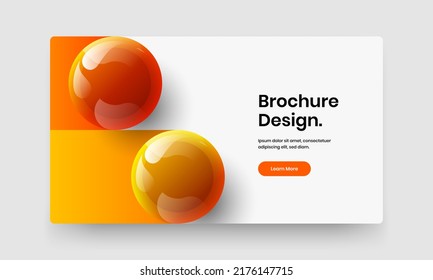 Minimalistic 3D spheres banner layout. Trendy flyer design vector concept.