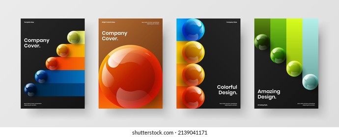 Esferas 3D minimalista conjunto de ilustraciones de portada de libros. Colección de diseño vectorial de diseño de listas de mano aisladas.