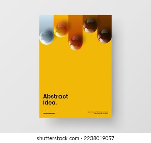 Minimalistic 3D spheres booklet template. Colorful corporate cover design vector layout.