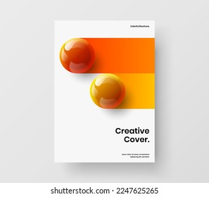Minimalistisches 3D-Sphären-Pamphlet-Konzept. Abstrakter Flyer A4 Vektordesign-Illustration.