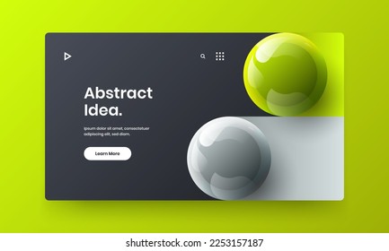 Minimalistic 3D spheres pamphlet template. Colorful front page design vector concept.