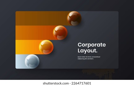 Minimalistic 3D spheres poster template. Isolated corporate identity vector design illustration.