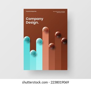 Diseño minimalista de presentación de esferas 3D. Ilustración de diseño vectorial A4 del volante brillante.