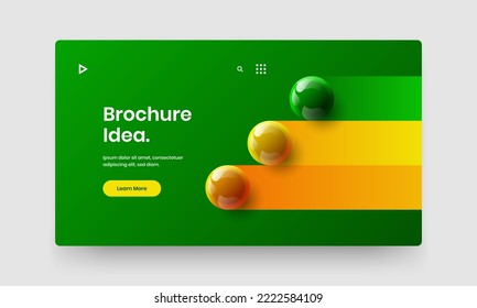 Ilustración minimalista del sitio web de esferas 3D. Diseño horizontal aislado de diseño vectorial.