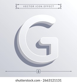 Minimalistic 3D White Icon with Smooth Vector Effect Featuring Letter G Symbol