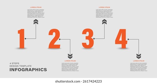 Minimalistic 4 step infographic design template with numbers and space for your data
