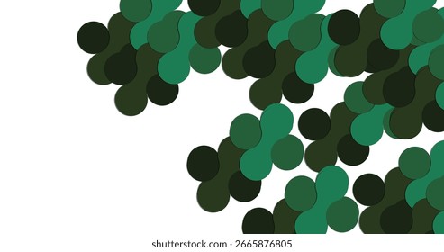 a minimalistic abstract artwork featuring overlapping transculent circles in various shades of teal, aqua and green