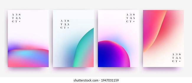 Minimalistic abstract background collection set with liquid colorful gradient shapes for poster or flyer or book cover or banner or package design. Vector illustration