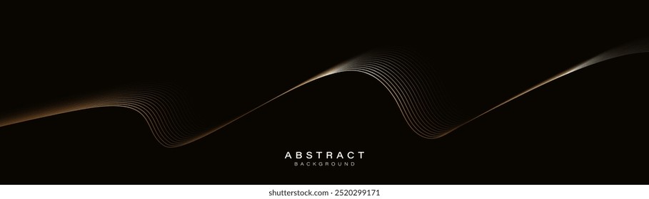 A minimalistic abstract background with elegant golden wave lines on a dark backdrop, perfect for modern designs