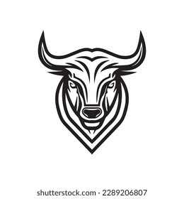 A minimalistic abstract bull head logo in a simple art style. 