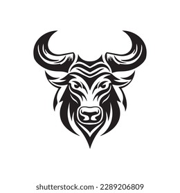 A minimalistic abstract bull head logo in a simple art style. 