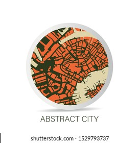 Minimalistic abstract city map icon. Vector Illustration.