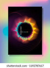 Minimalistic abstract cover design. Fluorescent color transitions. Design trend.