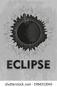 Minimalistic abstract cover design. Abstract image of a solar eclipse. Modern design of covers, magazines, merch for t-shirt
