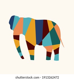 Minimalistic abstract elephant pattern background. Elrphant silhouette for design t shirt print, poster, greeting card, party invitation etc