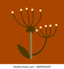 Minimalistic abstract flower on the red background  . Print for t-shirt , badge, clothes.