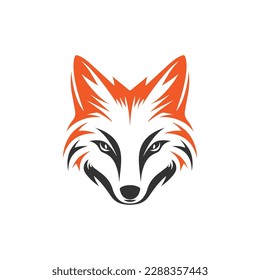 a minimalistic abstract fox head logo in a simple flat design style