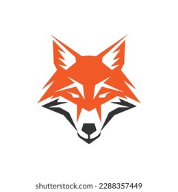 a minimalistic abstract fox head logo in a simple flat design style