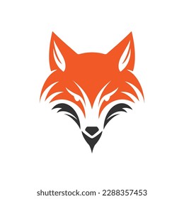 a minimalistic abstract fox head logo in a simple flat design style