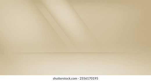 Minimalistic abstract gentle light beige background for product presentation with light andand intricate shadow from the window and vegetation on wall.