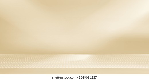 Minimalistisch abstrakter, sanfter hellbeiger Hintergrund für die Produktpräsentation mit Licht und aufwändigem Schatten vom Fenster und der Vegetation an der Wand.