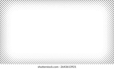 Minimalistic abstract halftone background in black and white with a smooth dotted texture forming a gradient pattern. Ideal for comics, pop art, retro design, poster and print effects.