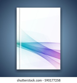 Minimalistic abstract hipster wave folder layout with soft futuristic smooth transparent swoosh lines. Vector illustration