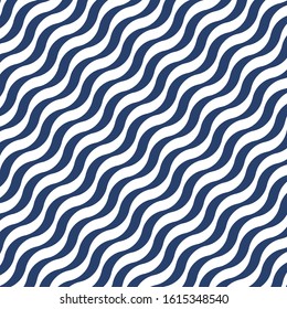 Minimalistic abstract hypnotic pattern. The illusion of movement. Wavy blue and white lines diagonally.