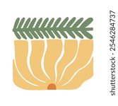 A minimalistic abstract illustration featuring organic shapes resembling flowers and leaves. The earthy tones and simple design evoke a sense of nature and serenity, perfect for modern decor