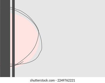 Minimalistic abstract illustration with pink circle and grey accents.
