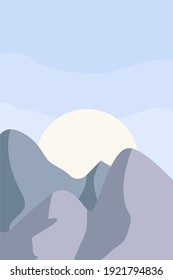 Vector abstracto de paisajes minimalistas de las montañas del cielo