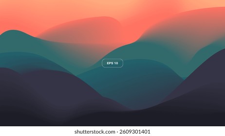 Minimalistic abstract landscape with smooth gradient layers. Modern backgrounds, presentations, wallpapers, and web design.