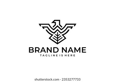 minimalistic abstract leaf eagle vector logo