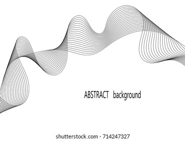 Minimalistic abstract lines background. Vector illustration of abstract dynamic lines on white background. Design element for music cover, flayer, banner or web