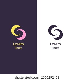 Logotipo minimalista e abstrato com "C" e "S" entrelaçados. Ideal para marcas com foco em conexão, colaboração ou equilíbrio, como centros de bem-estar ou empresas de consultoria.