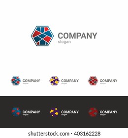 Minimalistic , abstract , modern template logo in different colors