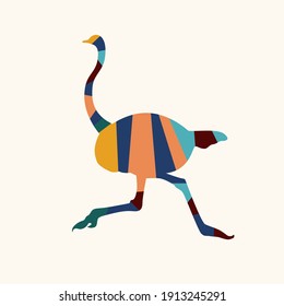 Minimalistic abstract ostrich pattern background. oOstrichsilhouette for design t shirt print, poster, greeting card, party invitation etc