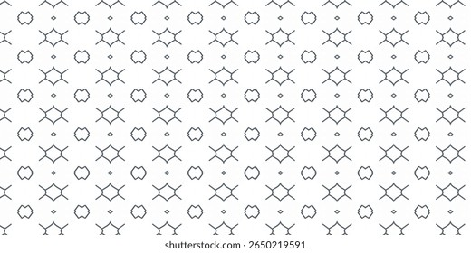 Patrón abstracto minimalista con Elementos geométricos estelares y florales, espaciados uniformemente sobre un fondo blanco limpio. Ideal para diseño decorativo, textil o tecnológico.
