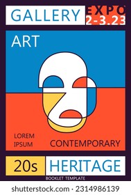 Minimalistic abstract portrait in cubism style. Beautiful unisex human face. Contemporary art graphics design. Vector art