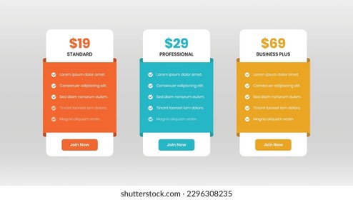 Minimalistic abstract pricing comparison list template design