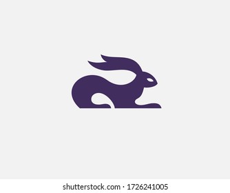 Minimalistic abstract purple hare logo icon for your company