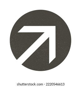 signo de vintage minimalista abstracto redondo negro usado de flecha diagonal hacia arriba