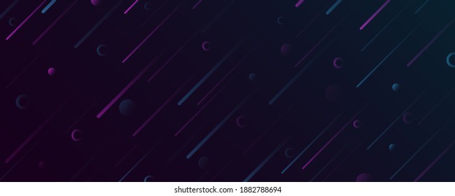 Minimalistic abstract space background for your design. Falling purple and blue meteorites in galaxy. Vector illustration. EPS 10
