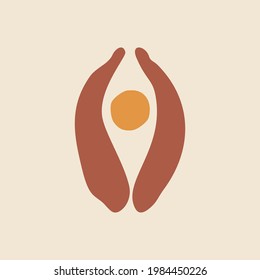 Formas de piedra abstracta minimalista, decoración, manchas de estilo boho. Forma minimalista, ovalada, elipse. Ilustración vectorial para imprimir carteles, cubiertas, alfombras, colchas y decoración.