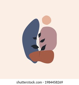 Formas de piedra abstracta minimalista, decoración, manchas de estilo boho. Forma minimalista, ovalada, elipse. Ilustración vectorial para imprimir carteles, cubiertas, alfombras, colchas y decoración.