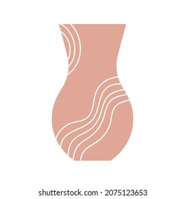 Minimalistic abstract vase with a streaks pattern. Editable boho simple pink color element. Aesthetic shape